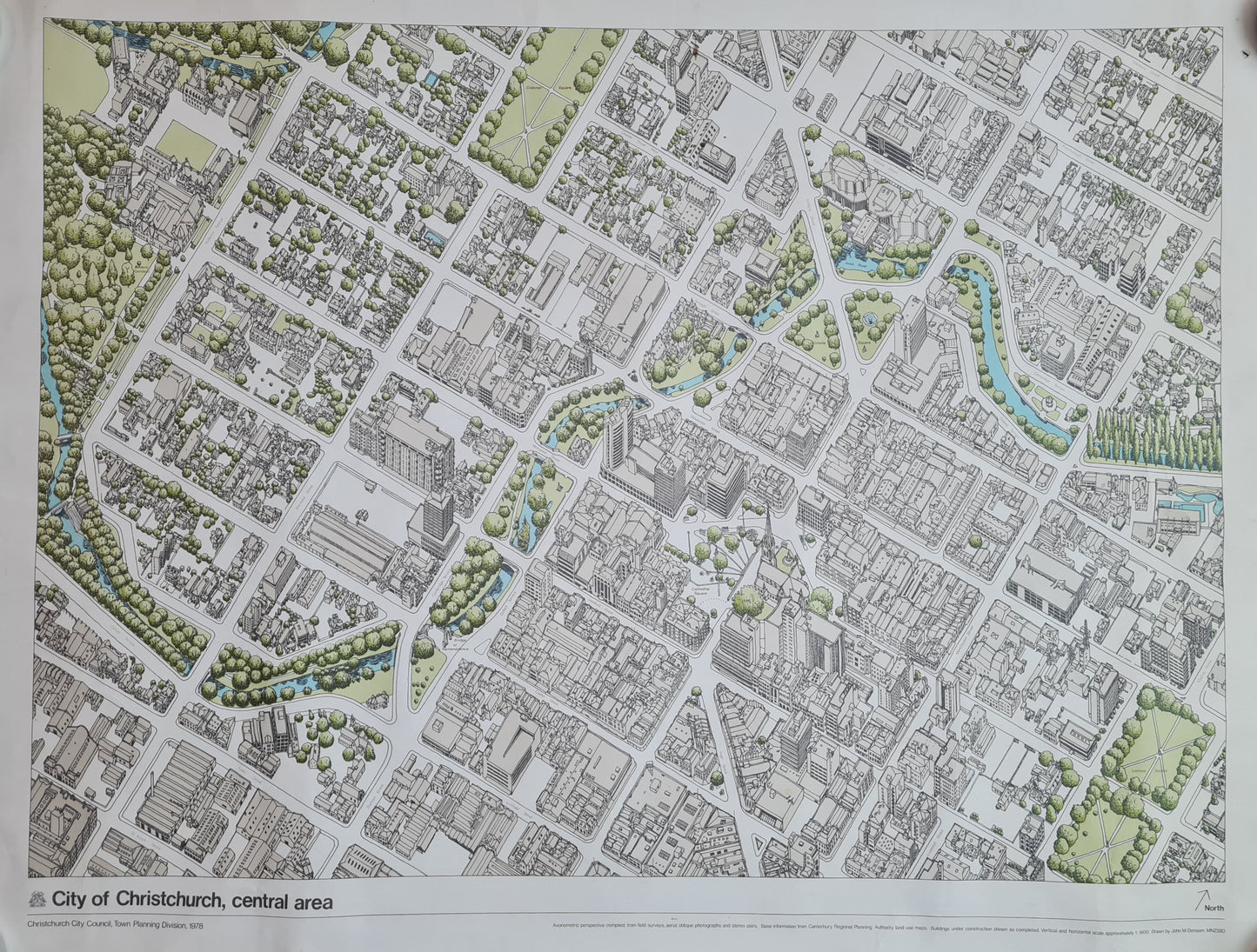 Axonometric Map of Christchurch, 1978