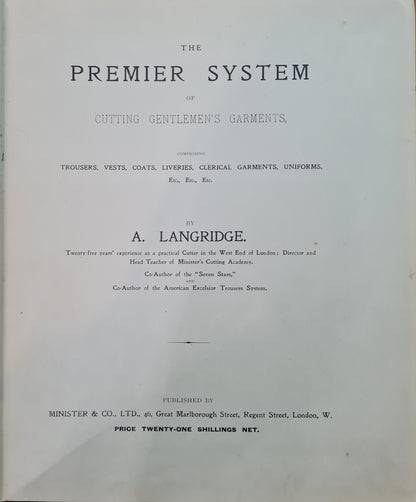 The Premier System of Cutting Gentlemen's Garments Book